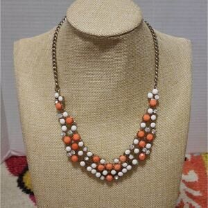 J. Crew‎ orange and white statement necklace